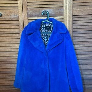 Women's Blue Faux Fur Coat
